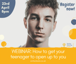 advert for webinar for parents of teenagers on how to get your teenager to open up to you