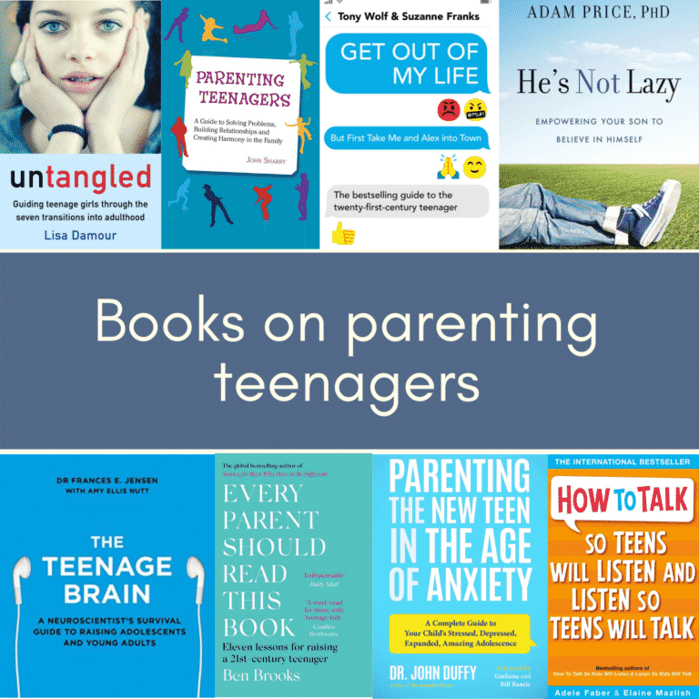 photo compilation of books on parenting teenagers