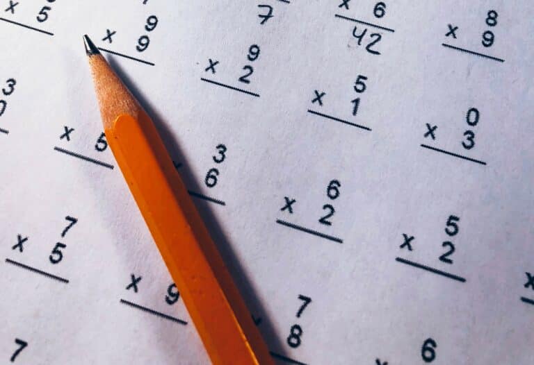 helping children through exams, photo of a maths test