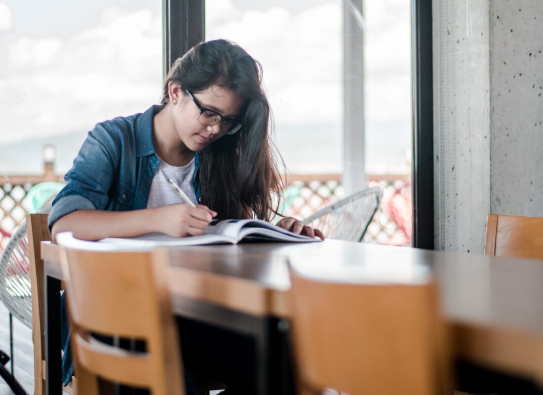 photo of teenager studying