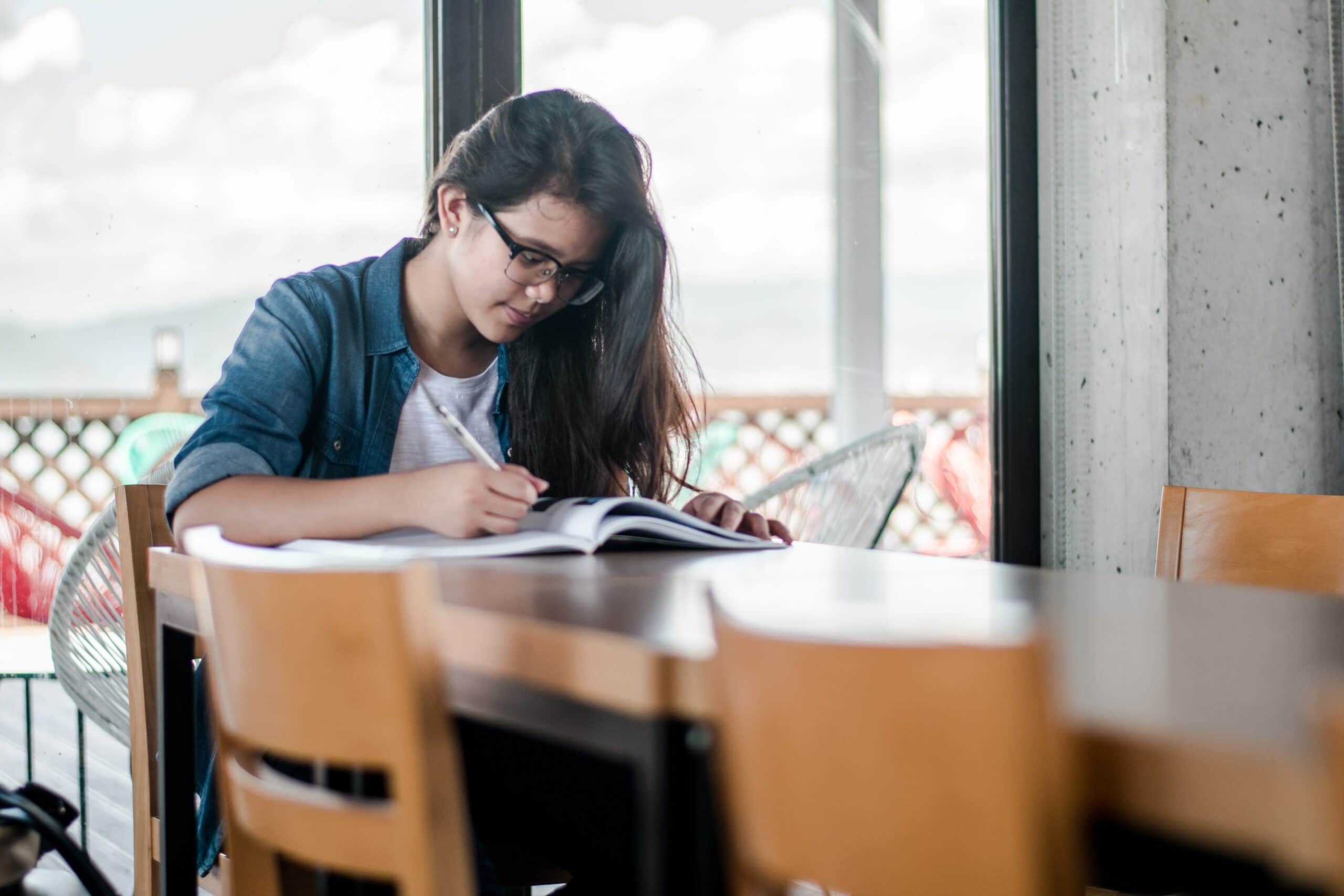 photo of teenager studying