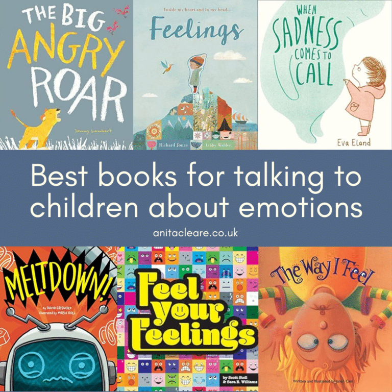 montage of books for talking to children about emotions