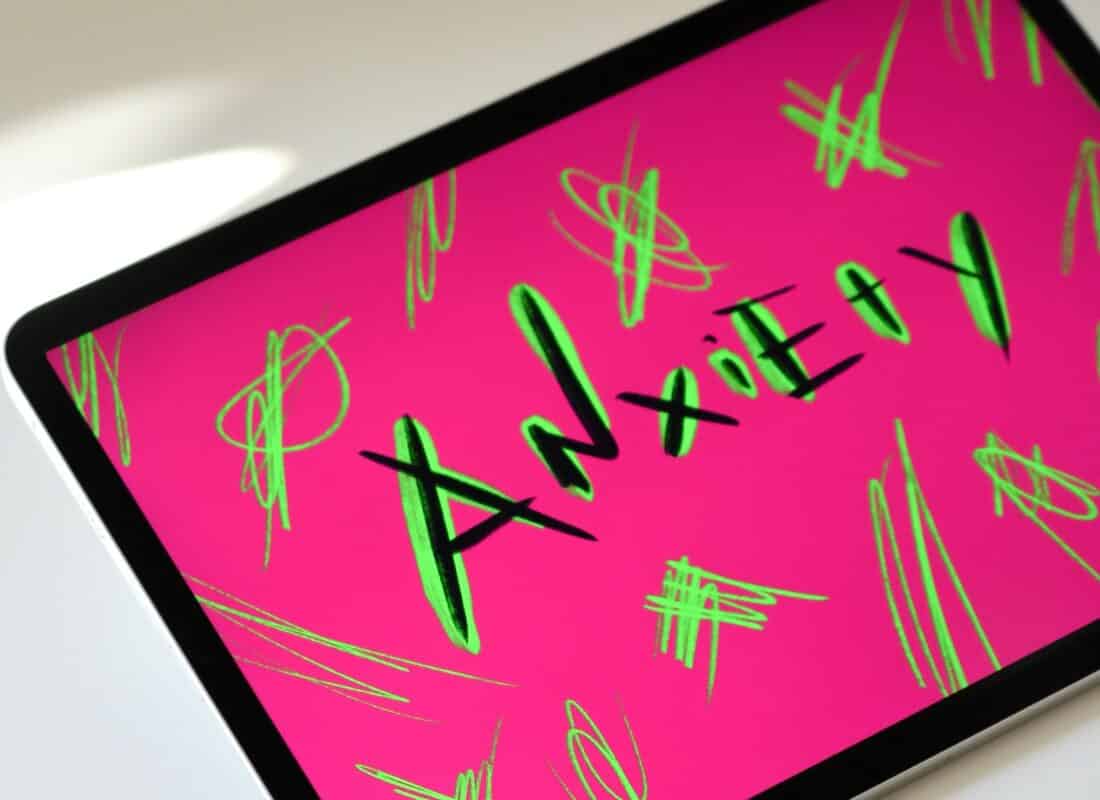 photo of tablet with the word 'Anxiety' written on it to illustrate support for parents of children with anxiety