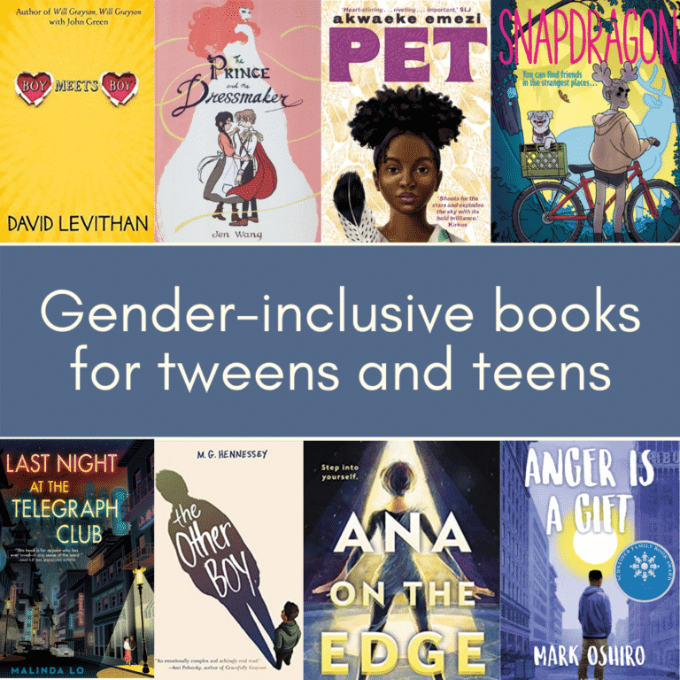 montage of gender inclusive books for tweens and teens