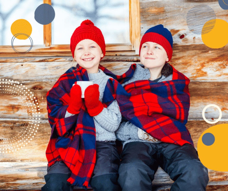 photo of two children outside to illustrate article on fun ideas for winter family time