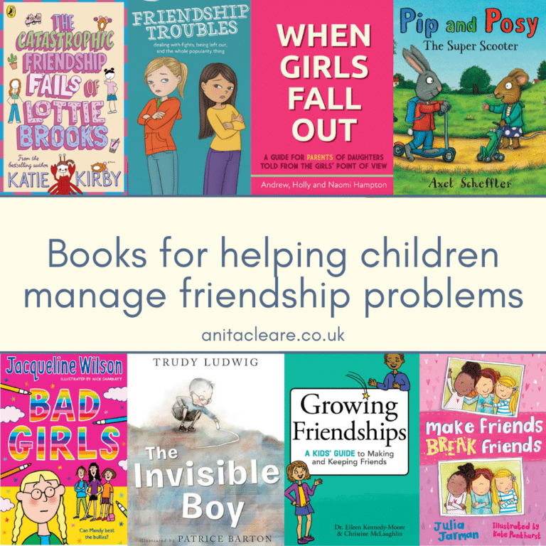 Montage of books for helping children manage friendship problems