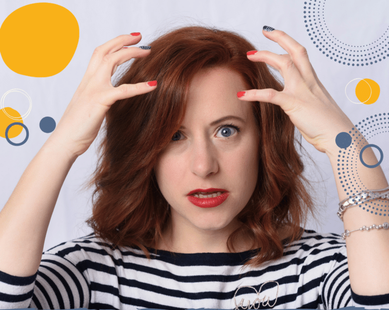 Photo of woman with hands at her head looking exasperated to illustrate article on when children's emotions trigger parents' emotions