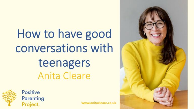 Photo of parenting expert Anita Cleare alongside video title 'How to have good conversations with teens'