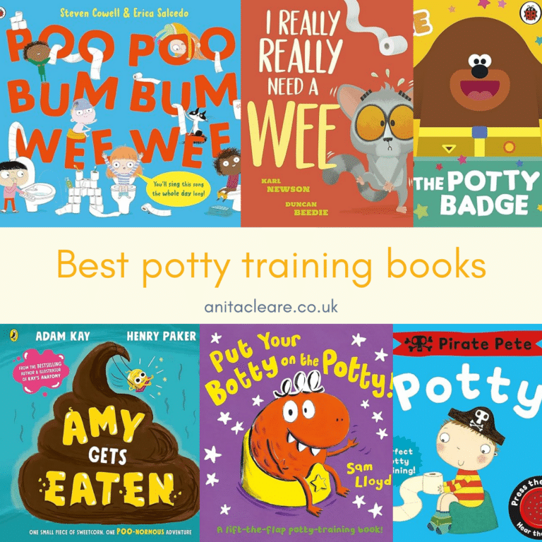 Montage of book covers of potty training books