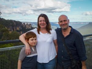 Photo of Nicky Wake with her son Finn and late husband Andy