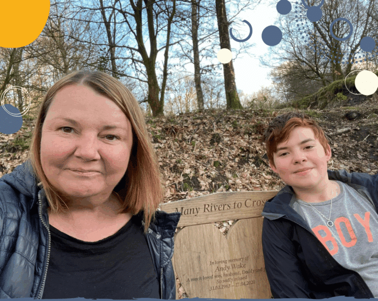 Photo of Nicky Wake (expert on solo parenting after bereavement) and her son