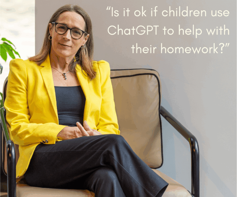 Photo of parenting expert Anita Cleare with caption "Is it OK if children use ChatGPT to help with their homework?"
